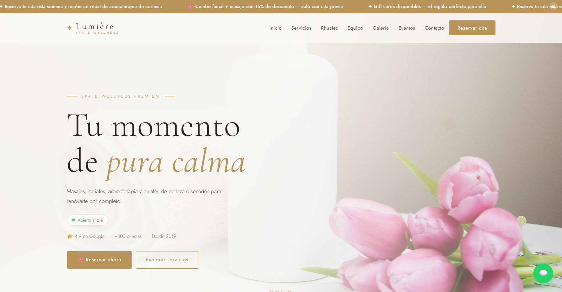 Vista previa de Serenity Spa - Landing Page